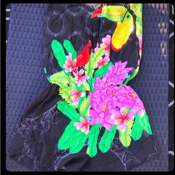 Aqua Bendita Silk Toucan jumpsuit! - Picture 2 of 8